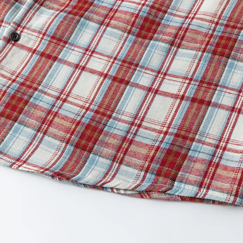 Men Shirt Plaid Flannel Long Sleeve Oversized Loose Cotton