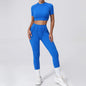 Seamless Yoga Sets Sports Fitness Hip-lifting High Waist Pleated Pants Long-sleeved Suits