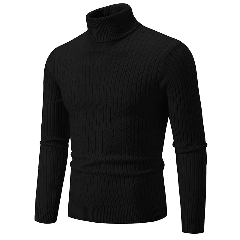 New Men's High Neck Sweater Solid Color Pullover