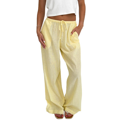 Women Loose Fit Pants with Drawstring Waist
