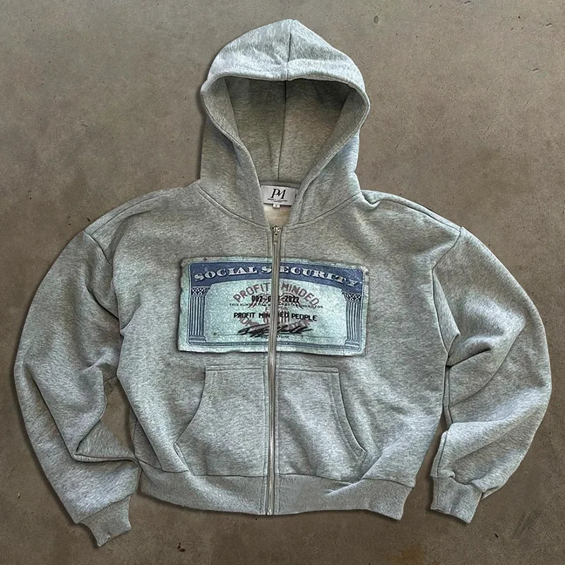 Y2K retro autumn hoodies for men printed patterns