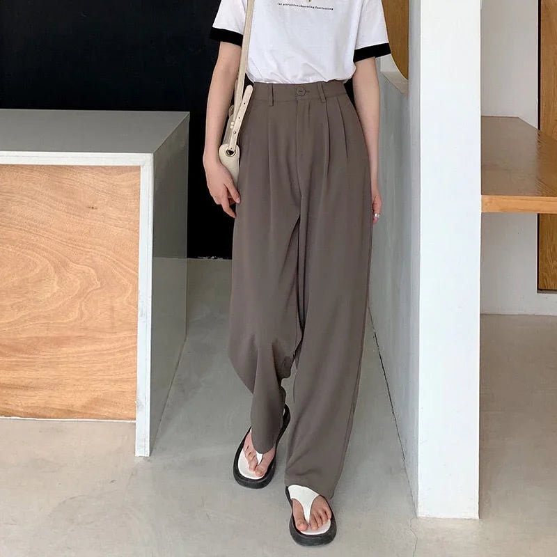 High Waist Women Suit Pants Fall Straight Office Ladies