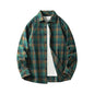 Men Shirt Plaid Flannel Long Sleeve Oversized Loose Cotton