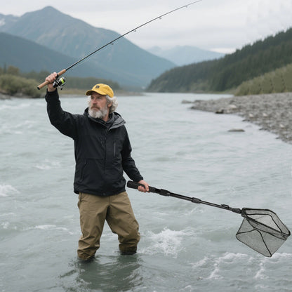 Telescopic Landing Net Folding Fishing Pole Extending