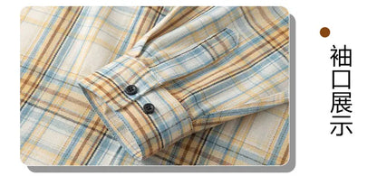 Men Shirt Plaid Flannel Long Sleeve Oversized Loose Cotton