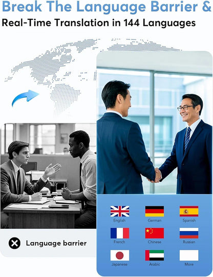 Real Time Translator Headphones AI Language Translation Earbuds 144 Languages