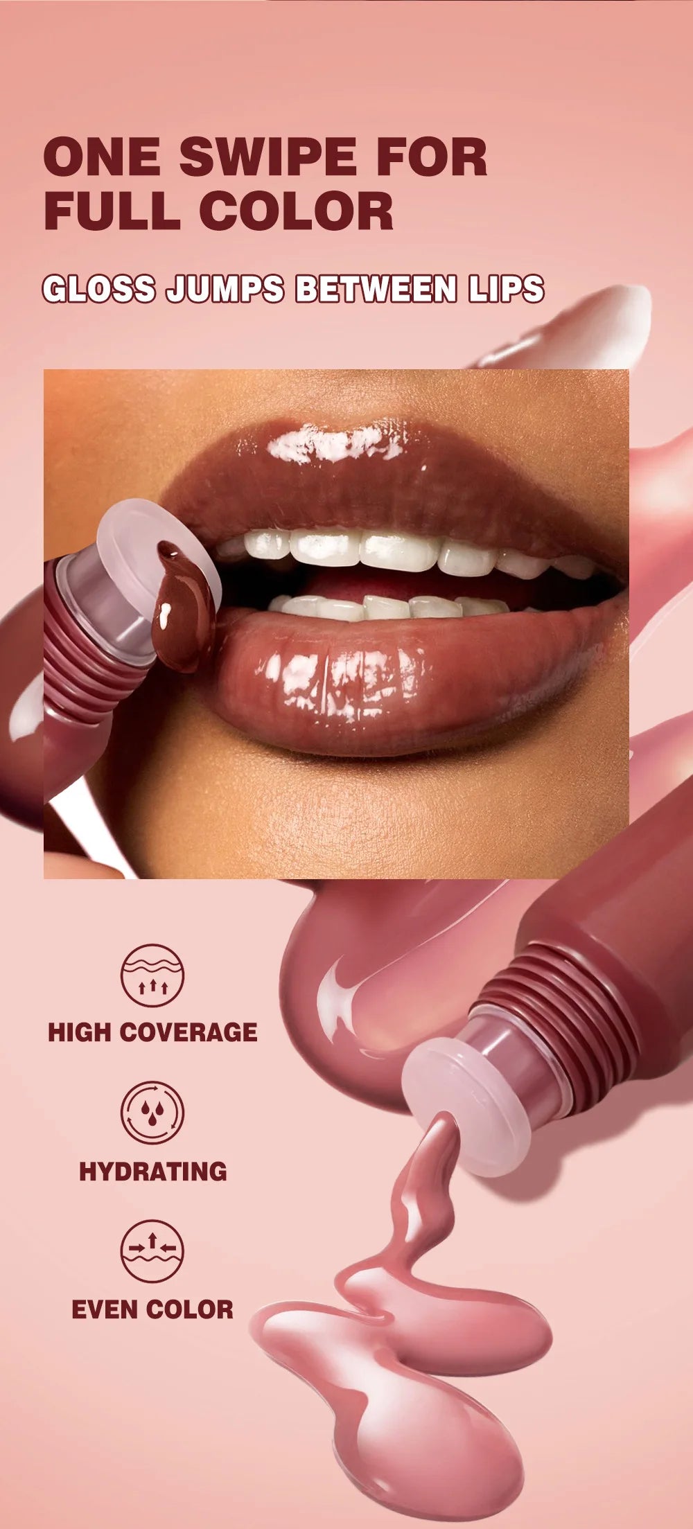 New Nude Red Bean Clear Water Gloss Glass Lip Gloss Moisturizing