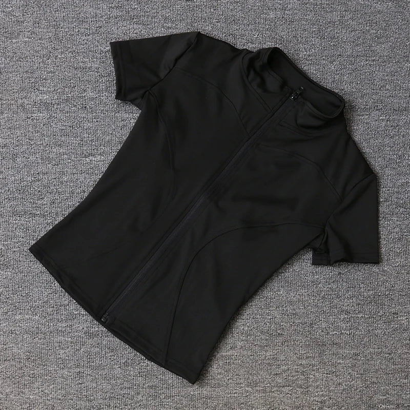 Women sport wear Slim Fit Polyester Quick-drying Full Zip Outdoor Fitness Running