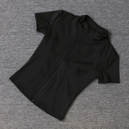 Women sport wear Slim Fit Polyester Quick-drying Full Zip Outdoor Fitness Running