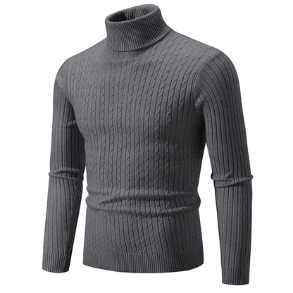 New Men's High Neck Sweater Solid Color Pullover