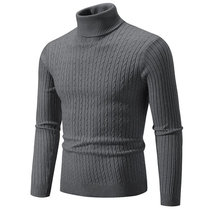 New Men's High Neck Sweater Solid Color Pullover