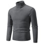 New Men's High Neck Sweater Solid Color Pullover