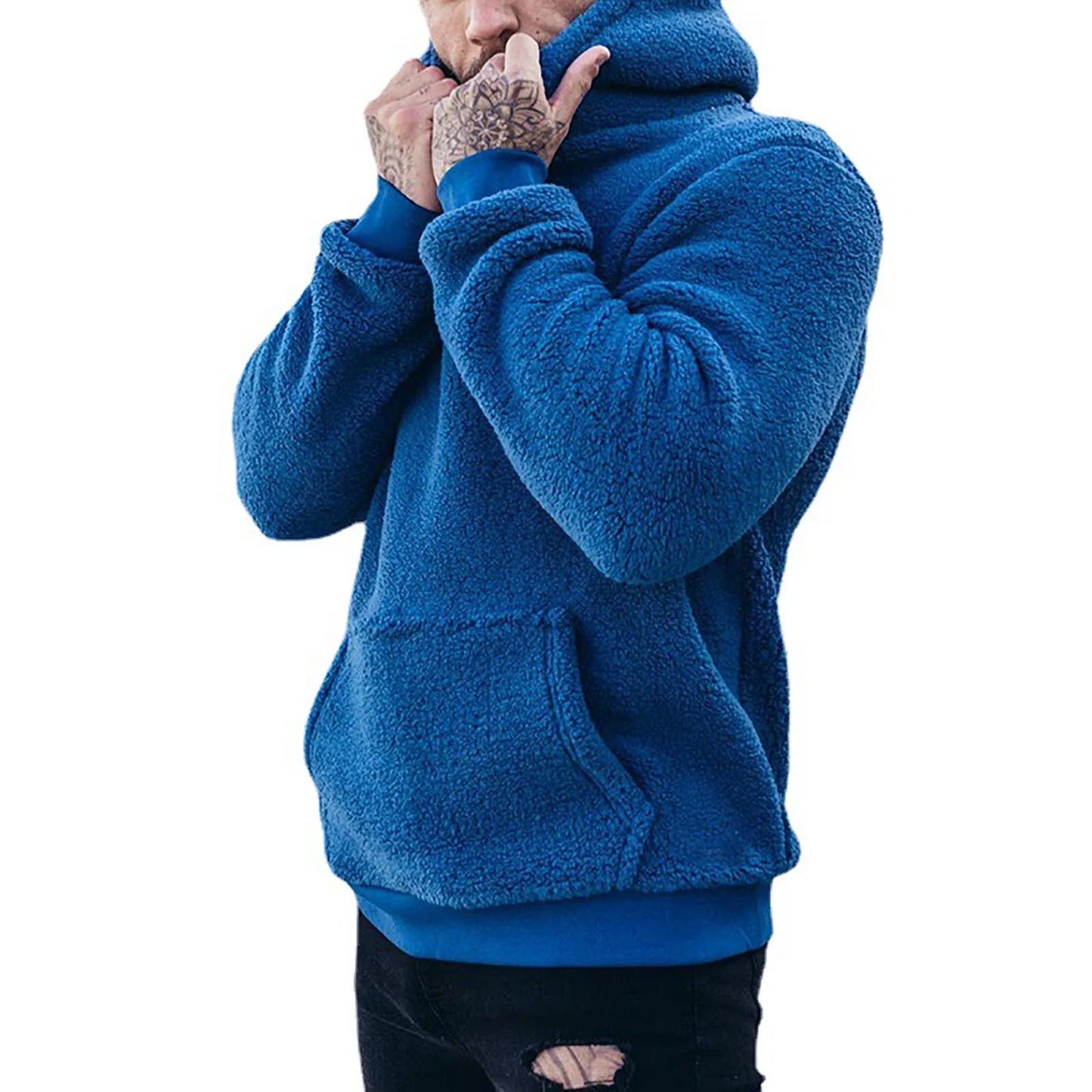 Men's Autumn Plush Hoodies Fuzzy Fleece Comfy
