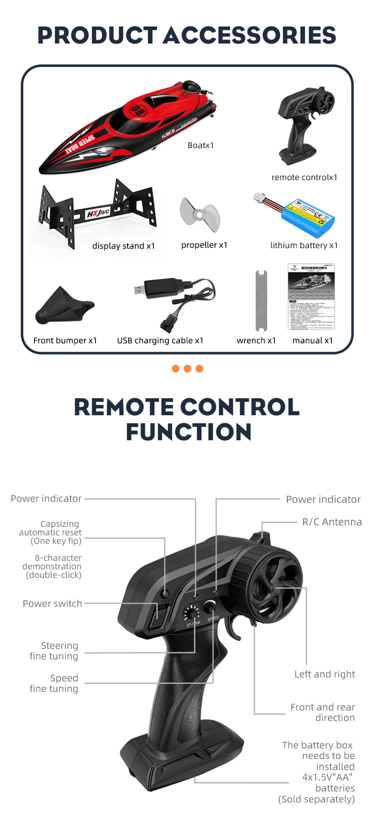 RC Battery Boat 2.4Ghz 25km/h High-Speed Remote Control Racing