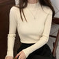 Autumn Winter Mock Neck Women Sweater Vintage