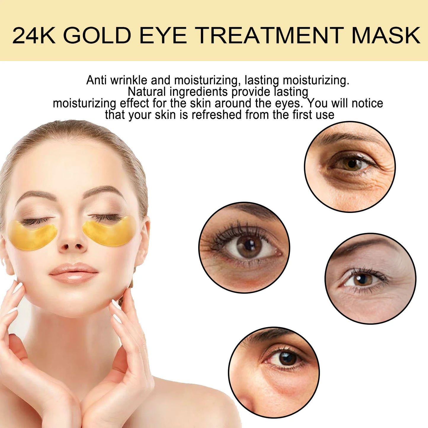 60PCS 24K Gold Eye Mask Anti Dark Circles Removal