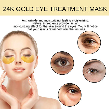 60PCS 24K Gold Eye Mask Anti Dark Circles Removal