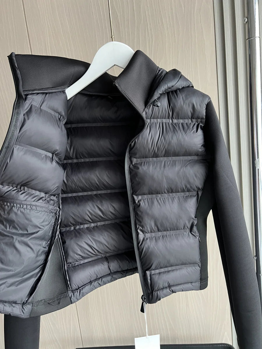 2025 Winter New Arrival  Women's Lightweight Warm Down Jacket with Long Sleeves and Zippered Hooded Sports Coat