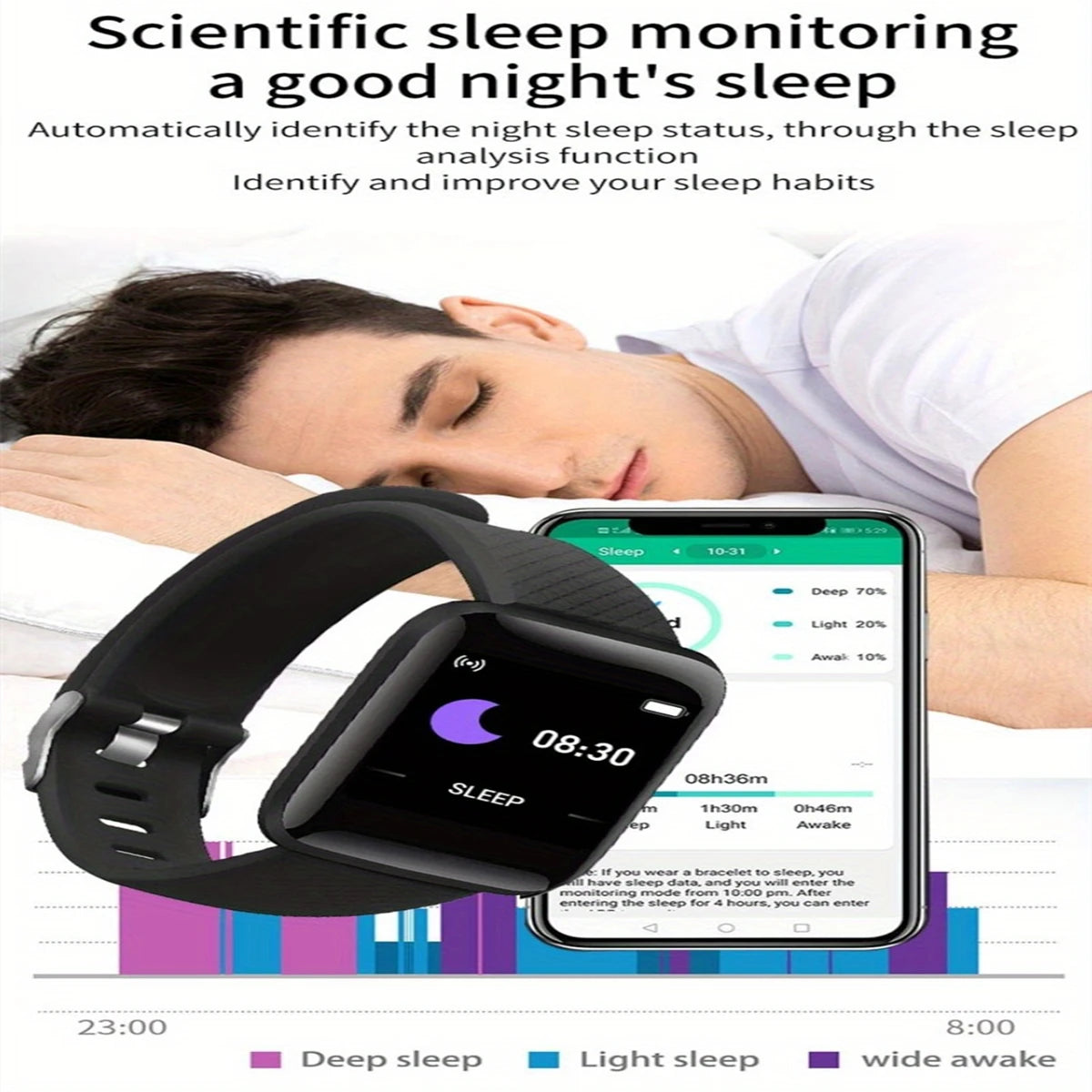Smart Watch 116Plus D13 Y68 Sport Wristband Running Fitness Monitor
