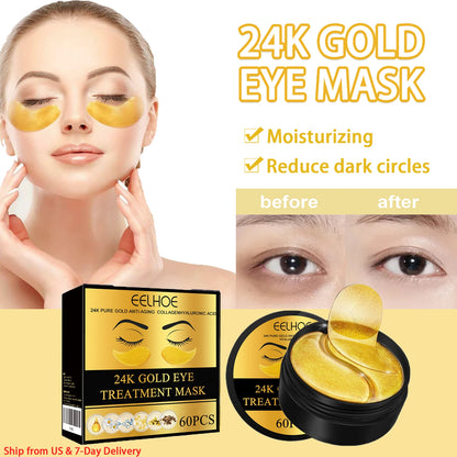 60PCS 24K Gold Eye Mask Anti Dark Circles Removal
