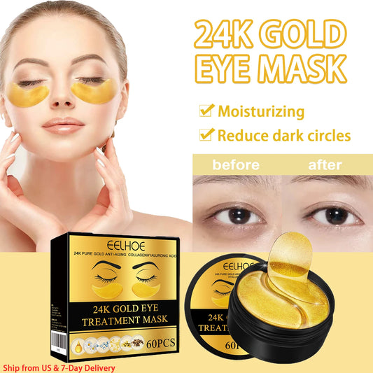 60PCS 24K Gold Eye Mask Anti Dark Circles Removal