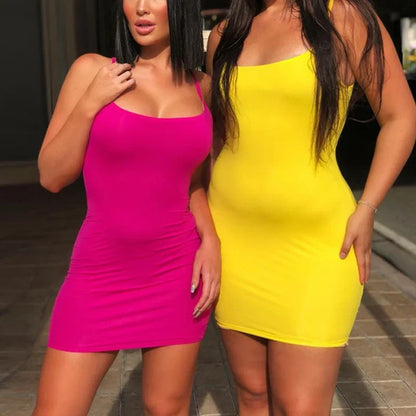 Summer Spaghetti Strap Mini Dress 2025 Women Sexy Bodycon