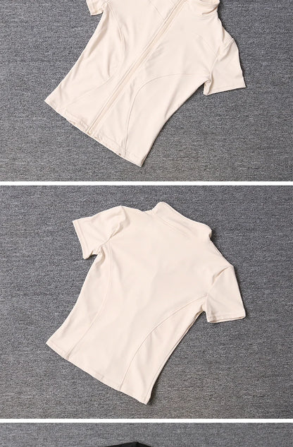 Women sport wear Slim Fit Polyester Quick-drying Full Zip Outdoor Fitness Running