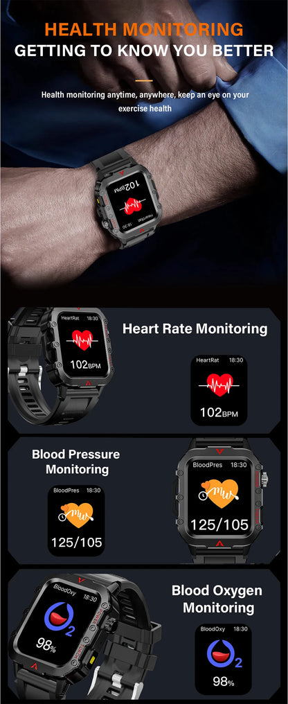 Men Sports Smart Watch 1.71 Screen Blood Oxygen Bluetooth