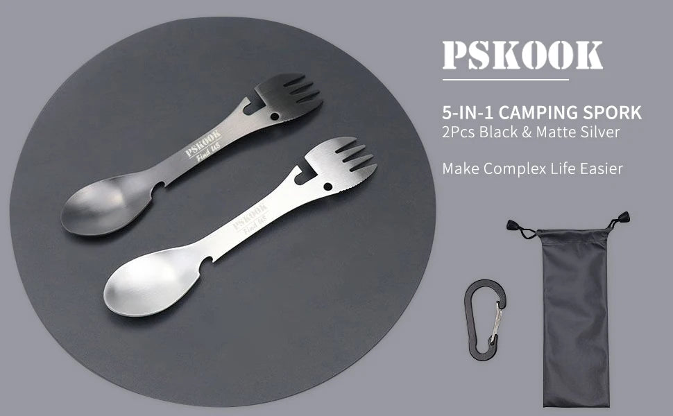 5-in-1 Utility Tactical Spork, Stainless Steel Spoon & Bottle Opener
