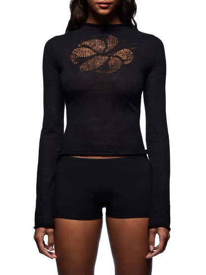 Women s Floral Long Sleeve Knit Sweater Cozy