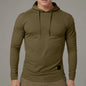 Men's Autumn Winter Casual Hoodies Long Sleeved Minimalist Hoodies Leisure Temperament Sports Solid Color Pockets Pullover