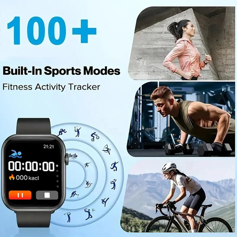 2025 New Smartwatch For Men Android IOS Phone 1.73" Screen Bluetooth