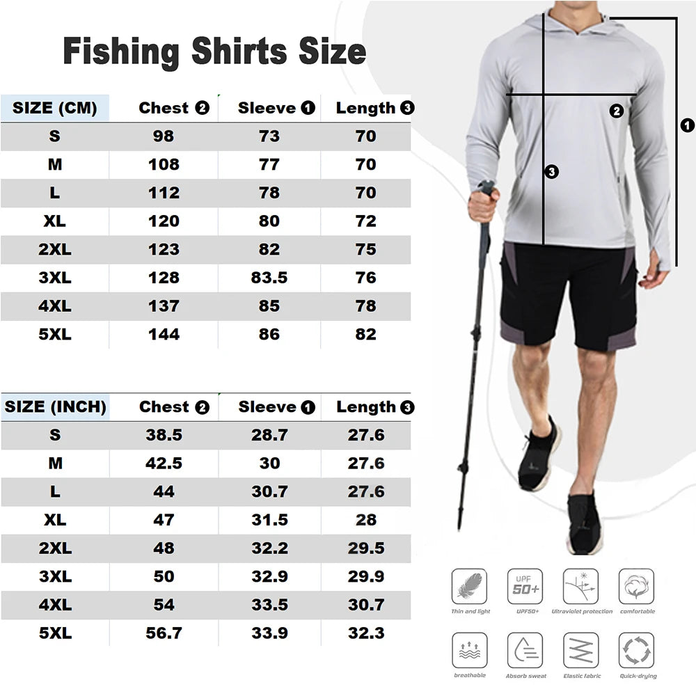 New Fishing Hooded Shirts Outdoor Sport Quick Dry