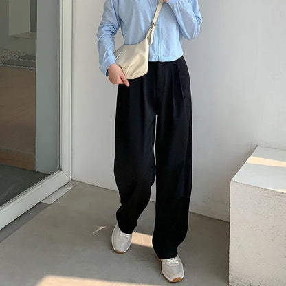 High Waist Women Suit Pants Fall Straight Office Ladies