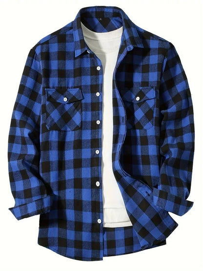 Spring and Autumn Fashion Cotton Long Sleeve Men's Flannel