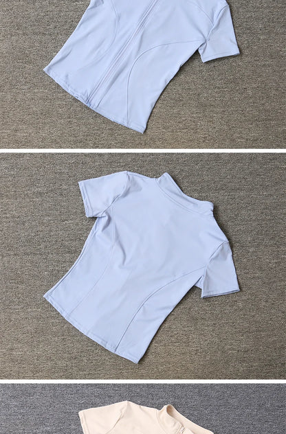 Women sport wear Slim Fit Polyester Quick-drying Full Zip Outdoor Fitness Running