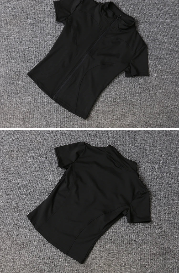 Women sport wear Slim Fit Polyester Quick-drying Full Zip Outdoor Fitness Running
