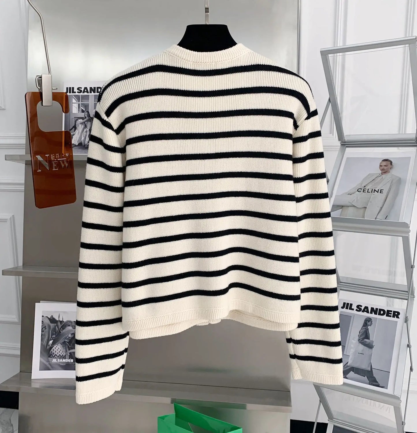 Women Stripe Knitted Cardigans Spring Autumn O-neck