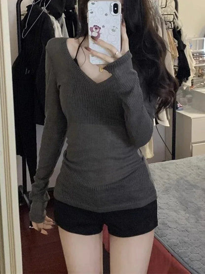 Women Long Sleeve T Shirt Thin Perspective Summer Solid Slim Casual Shirts