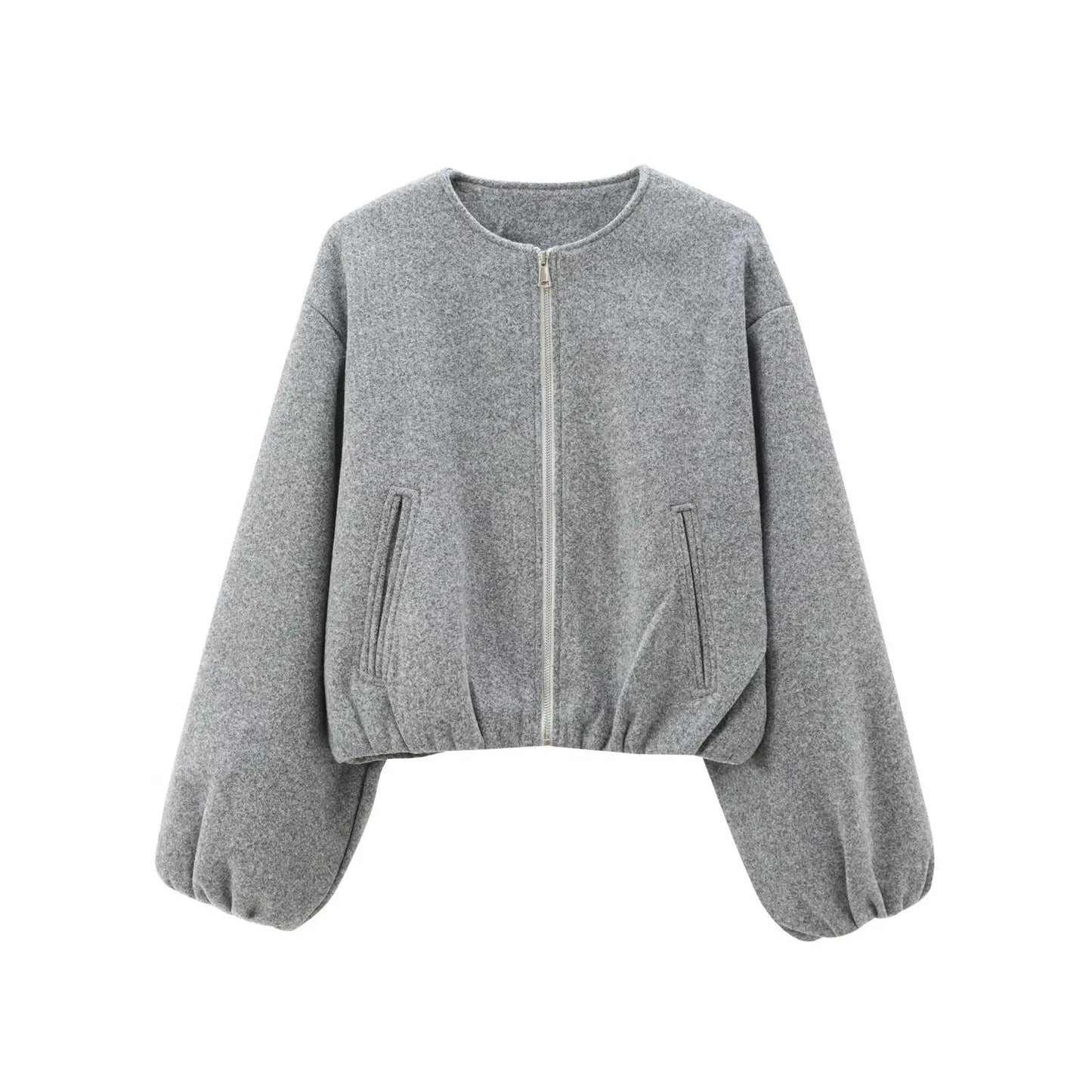 Ladies Fashion Autumn Jacket Women Round Neck