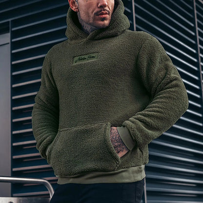 Men's Autumn Plush Hoodies Fuzzy Fleece Comfy