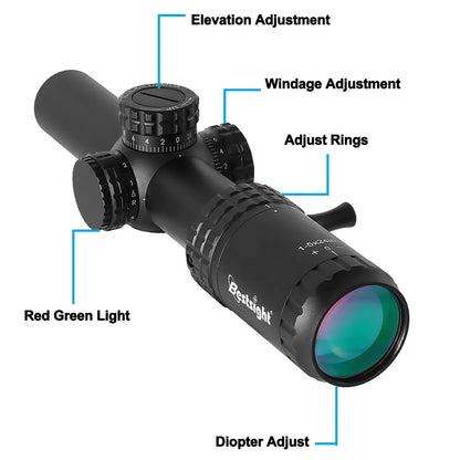 1-5X24 Tactical Optical Rifle Scope Red and Green Illuminated