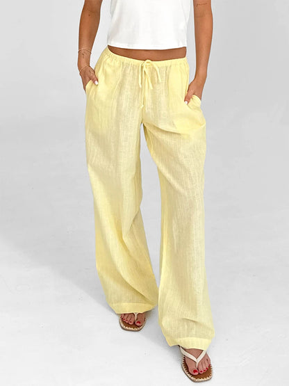 Women Loose Fit Pants with Drawstring Waist