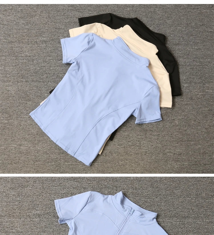 Women sport wear Slim Fit Polyester Quick-drying Full Zip Outdoor Fitness Running