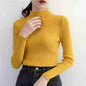 Autumn Winter Mock Neck Women Sweater Vintage