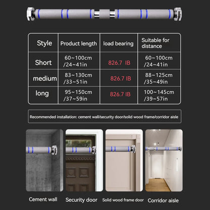 Heavy Duty Telescopic Pull Up Bar Doorway Mounted