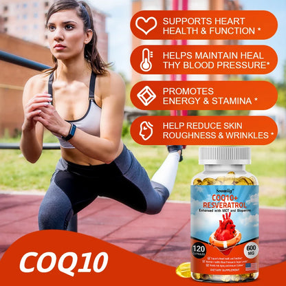 120 CoQ10 + Resveratrol Capsules Supplement