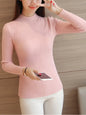 2025 Autumn Women Mock Neck Ruffles Sweater