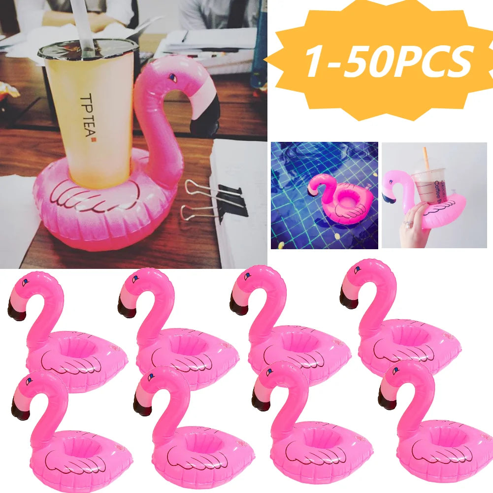 1-50PCS Water Coasters Floating Inflatable Cup Holder