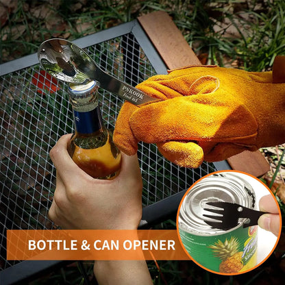 5-in-1 Utility Tactical Spork, Stainless Steel Spoon & Bottle Opener